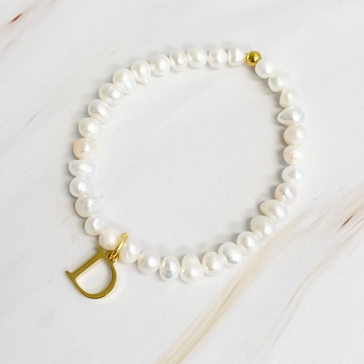 Freshwater Pearl Initial Charm Bracelet - Curated Home Decor