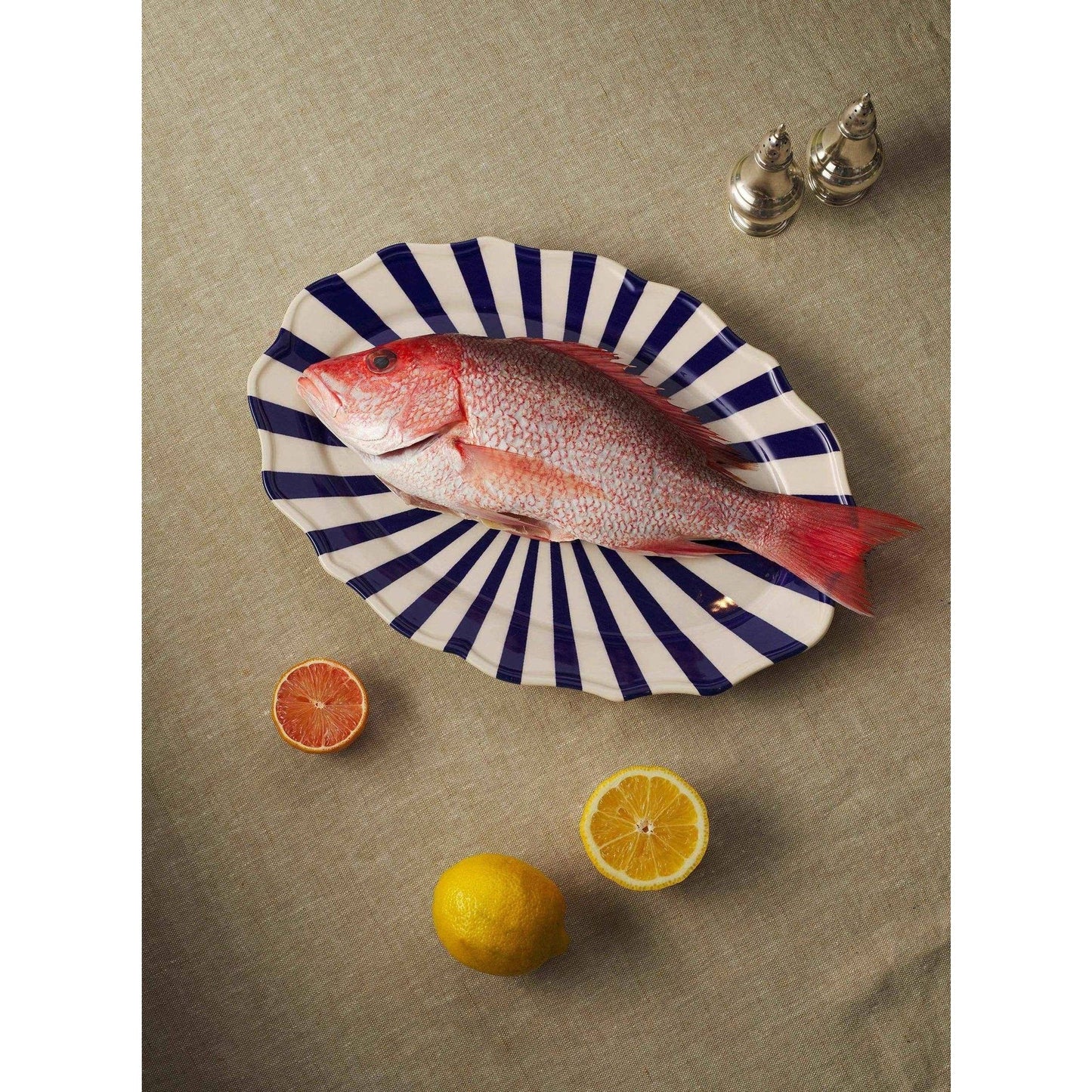Mafalda Ceramic Oval Platter 15.5" - Curated Home Decor