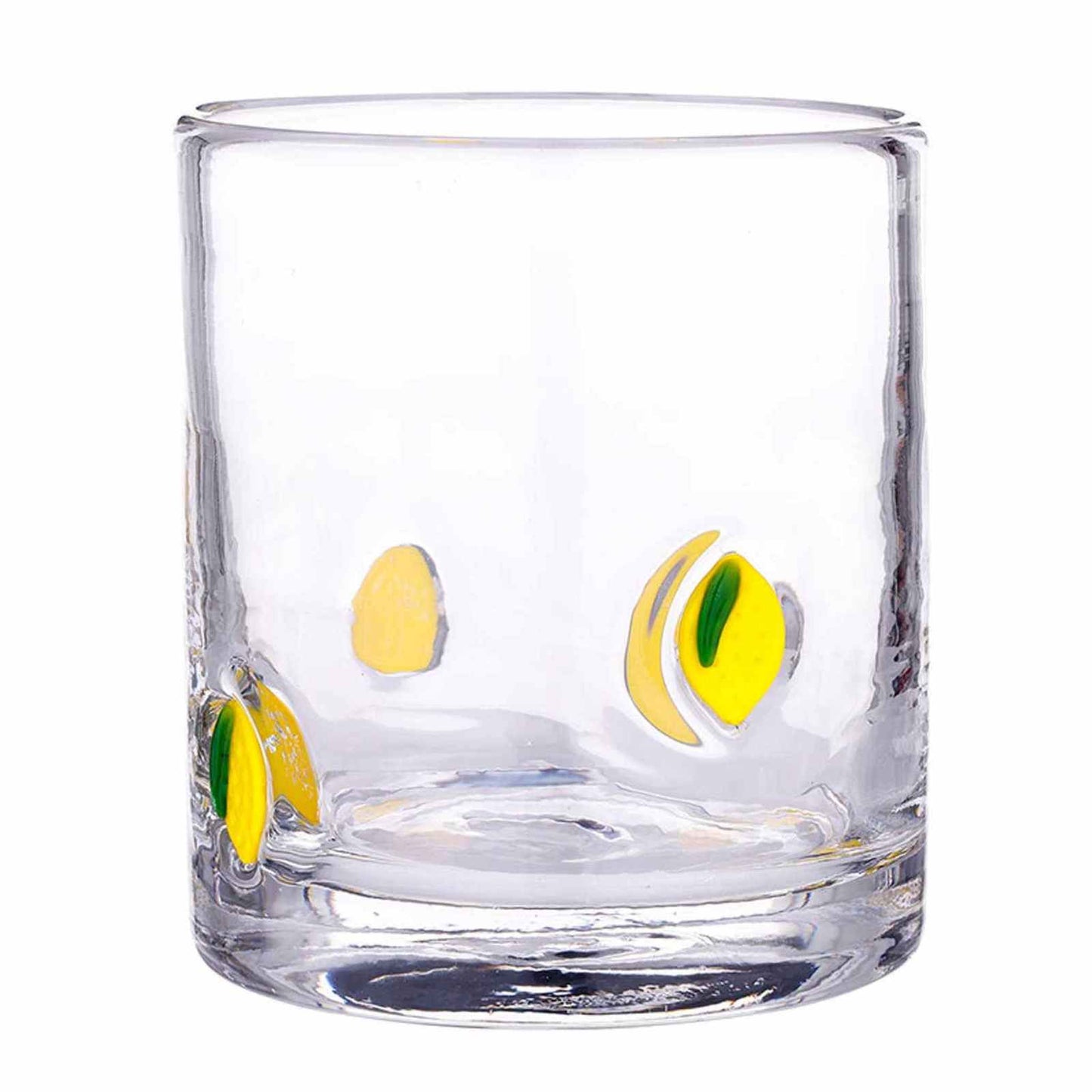 Lemon Icon DOF Glass with clear lemon design and wide base for cocktails and beverages