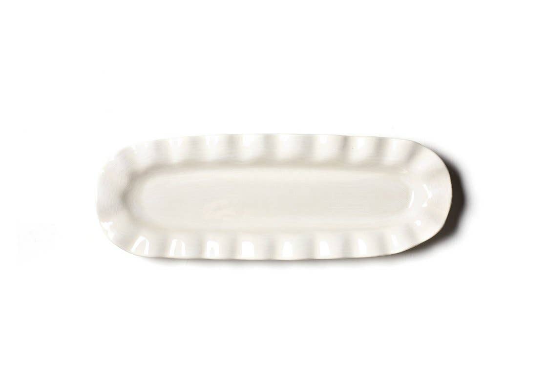 Signature White Ruffle Skinny Tray - Curated Home Decor