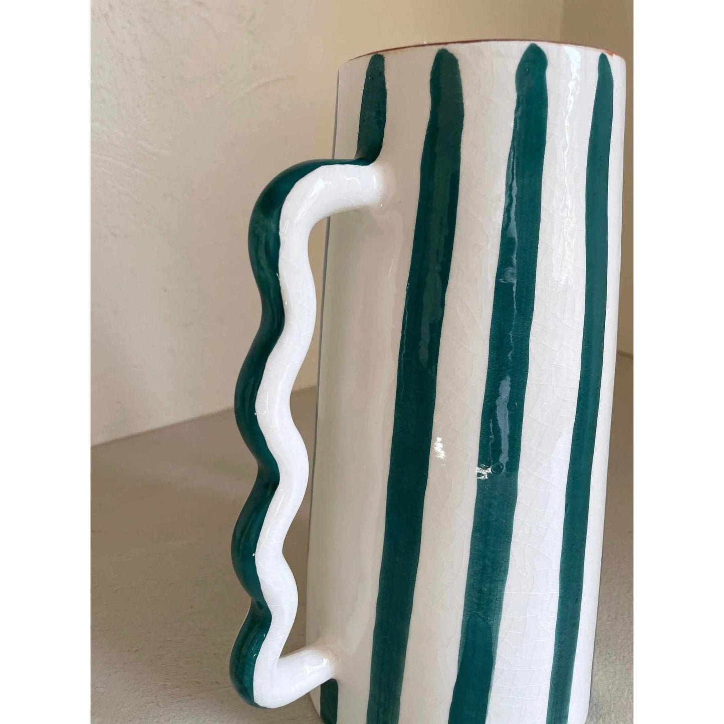 
                  
                    Fir Green and White Striped Abstract Ceramic Vase - Curated Home Decor
                  
                