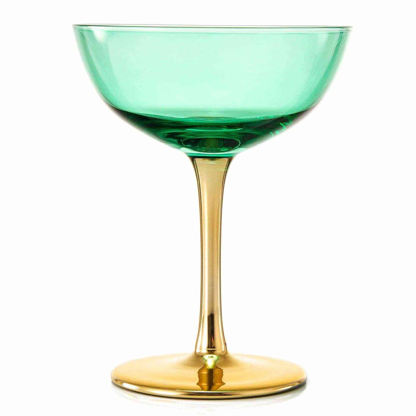 
                  
                    Gold & Green Coupe Art Deco Glasses, Gold | Set of 4 - Curated Home Decor
                  
                