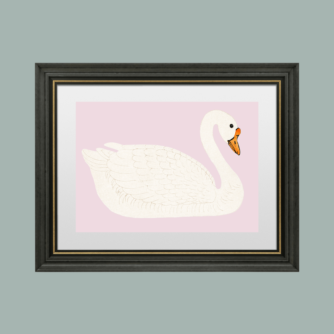 
                  
                    A Swan Antique Art Print (Pink) - Curated Home Decor
                  
                