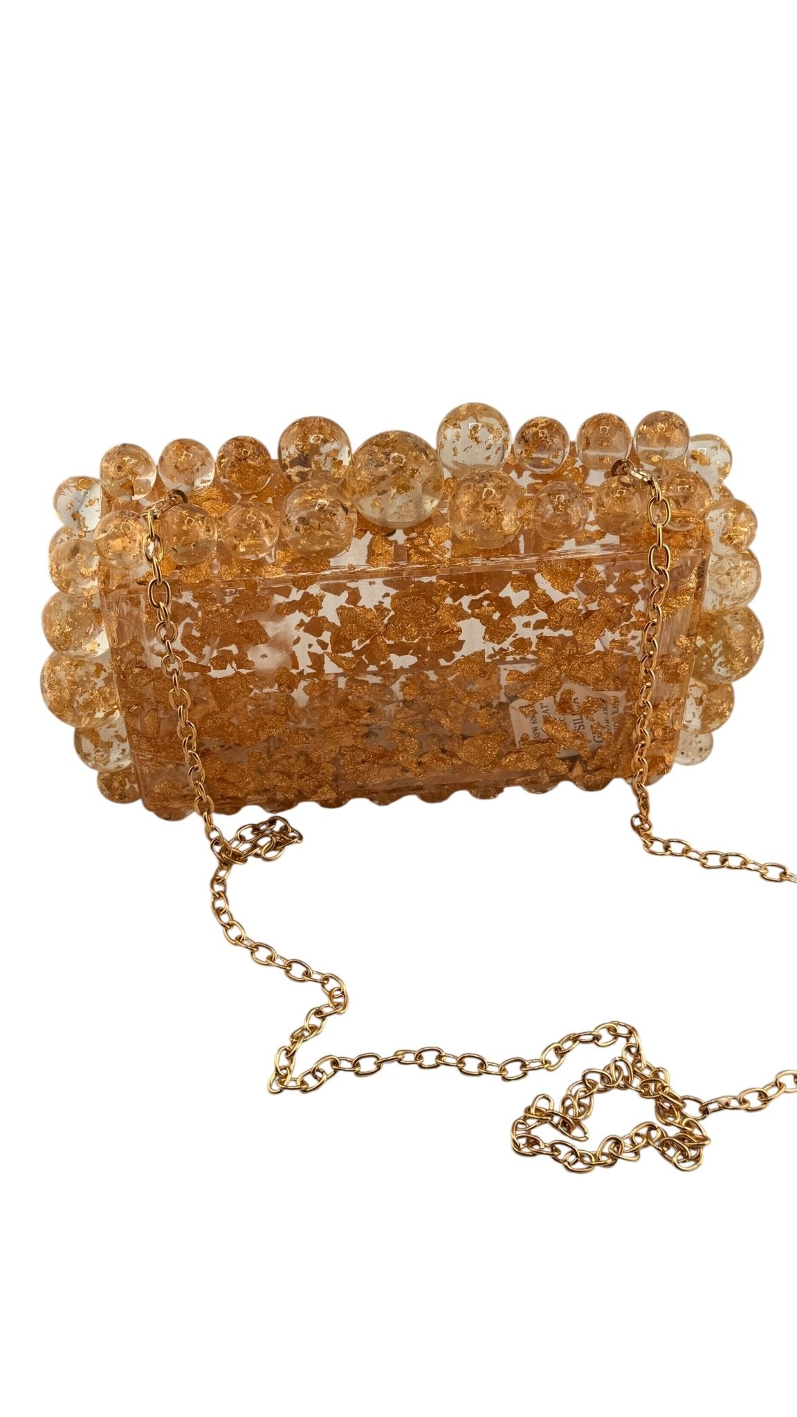 
                  
                    Beaded Acrylic Box Clutch with Pearl Trim & Gold Chain - Curated Home Decor
                  
                