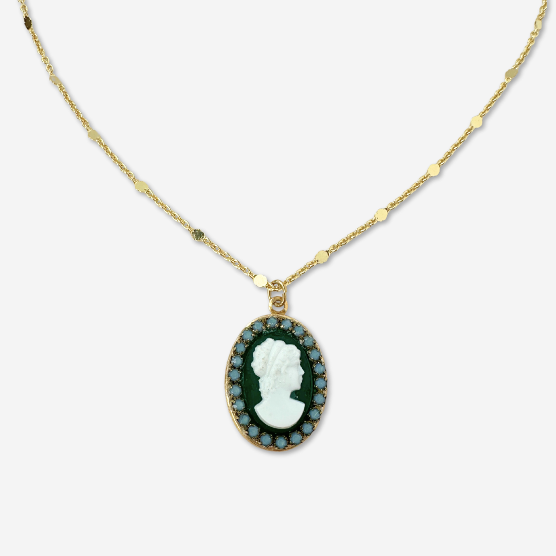 Petite Green Oval Pendant Necklace