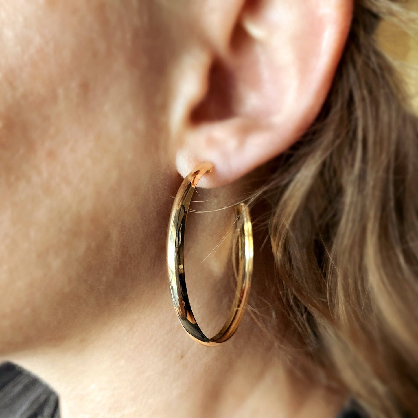 18k Gold Filled 50mm Hollow C-Hoop Earrings