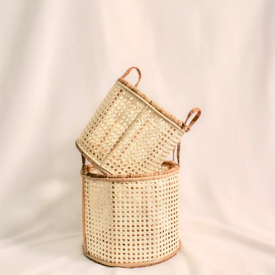 Load image into Gallery viewer, Cane + Bamboo Basket
