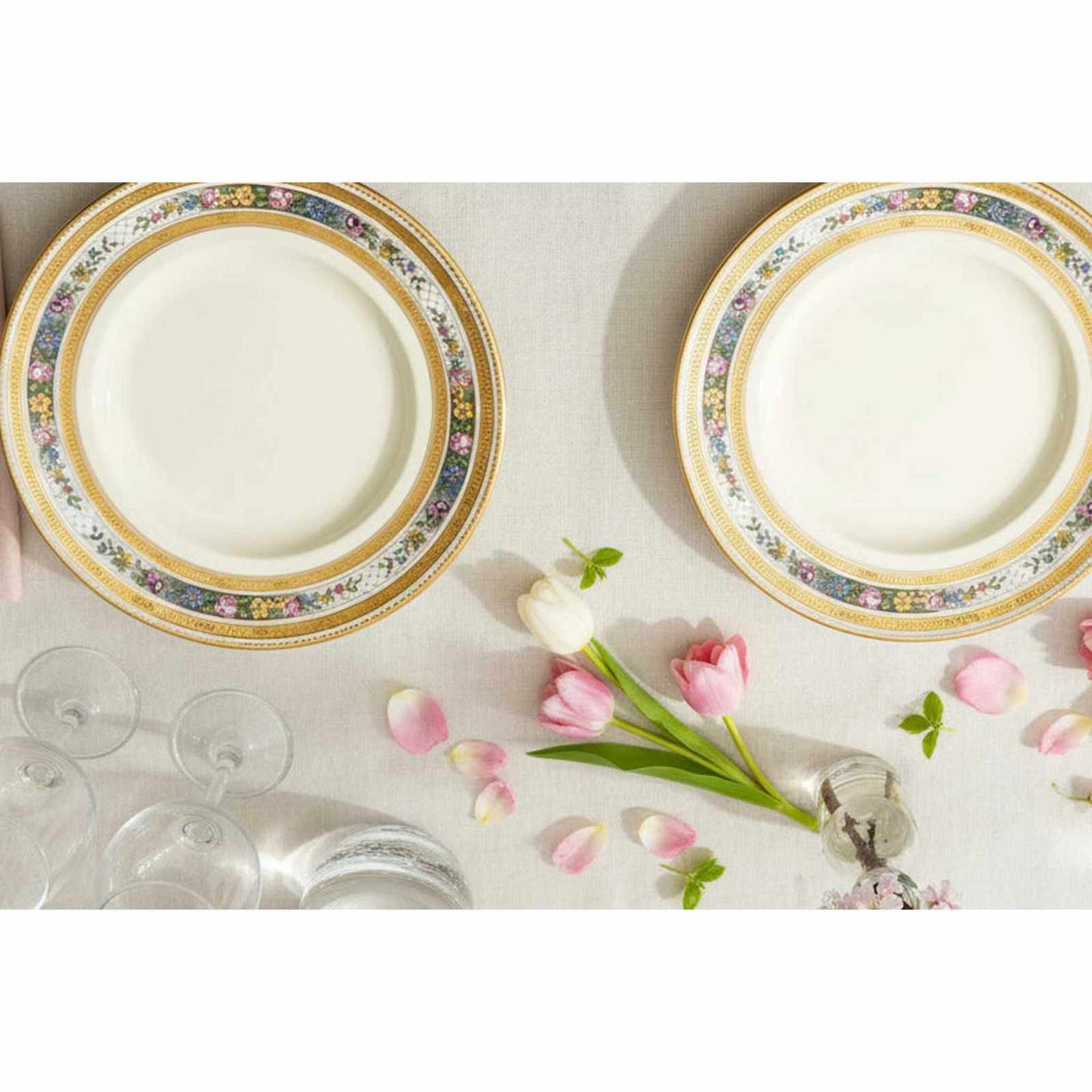 Vintage WH Grindley & Co floral trim European style china set with gold banding and scalloped border