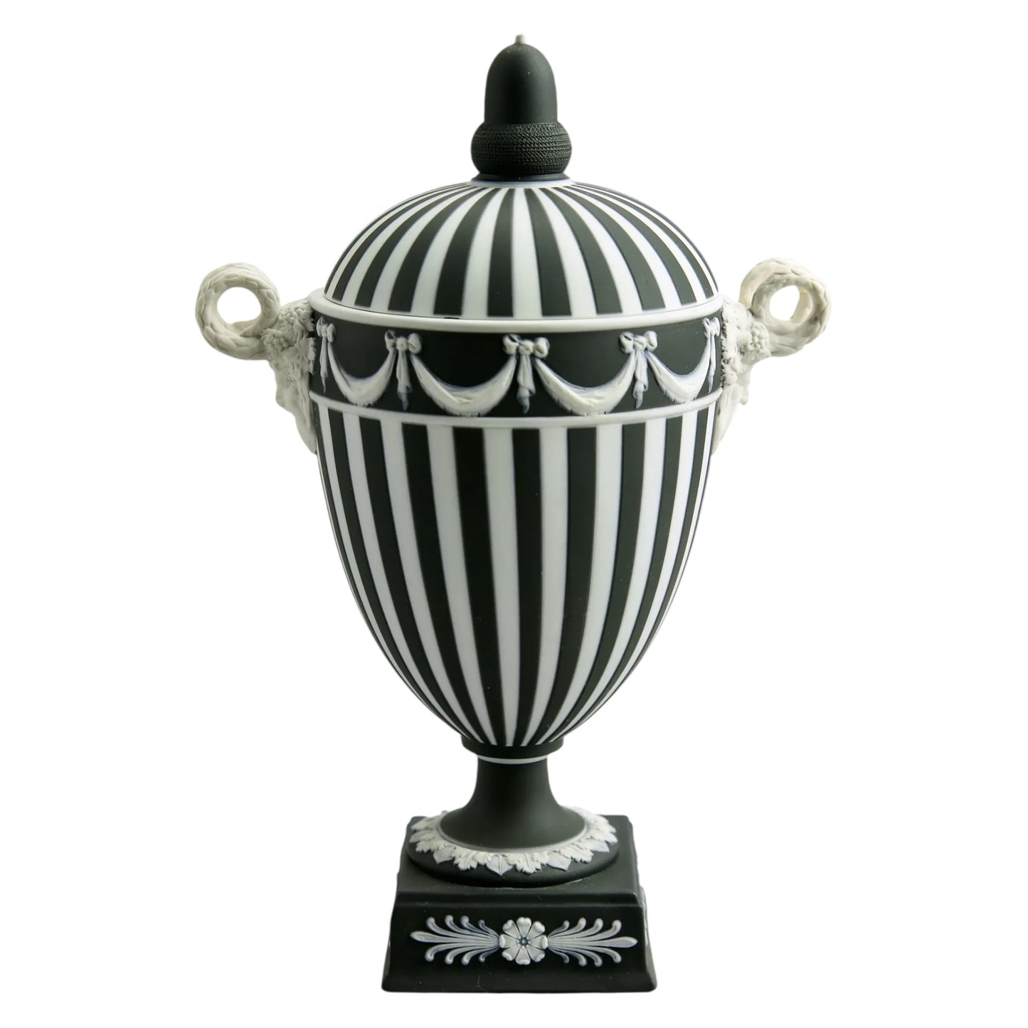 Vintage Wedgwood Petite Covered Urn – Black & White Jasperware – Classical Neoclassical Design - Curated Home Decor