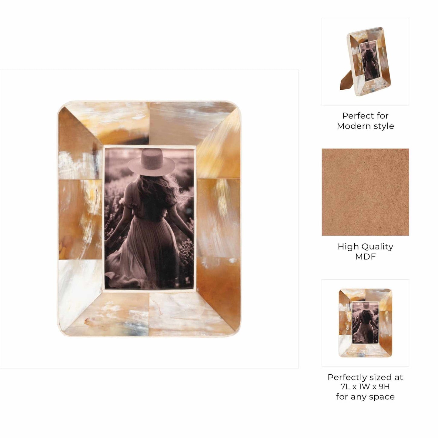 
                  
                    Tan Modern Wooden Curved Edge Horn Photo Frame 4x6 in. - Curated Home Decor
                  
                