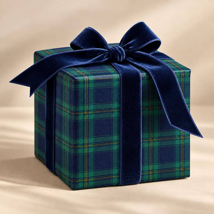 Navy & Green Tartan Plaid Christmas Wrapping Paper – 15 ft Roll