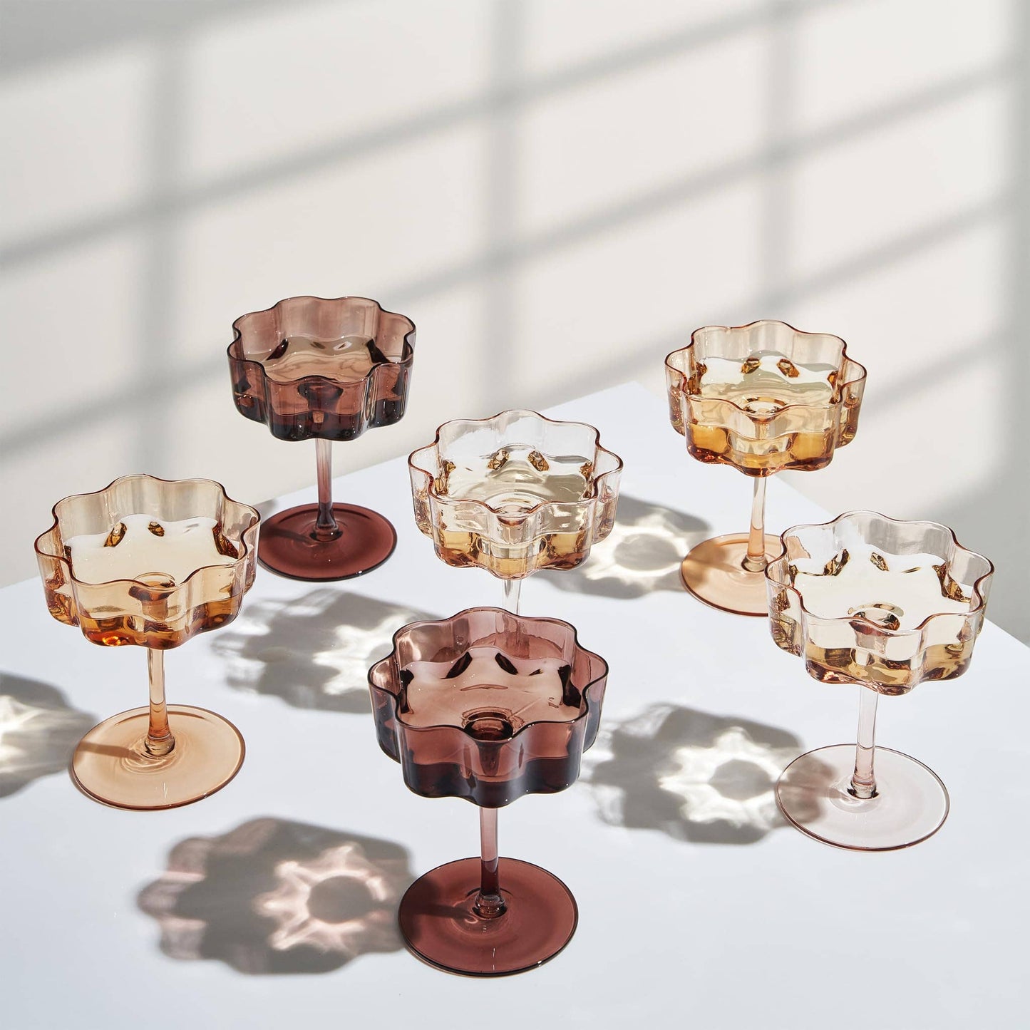 Flower Wave Coupe Cocktail Glasses | Set of 6 - Curated Home Decor