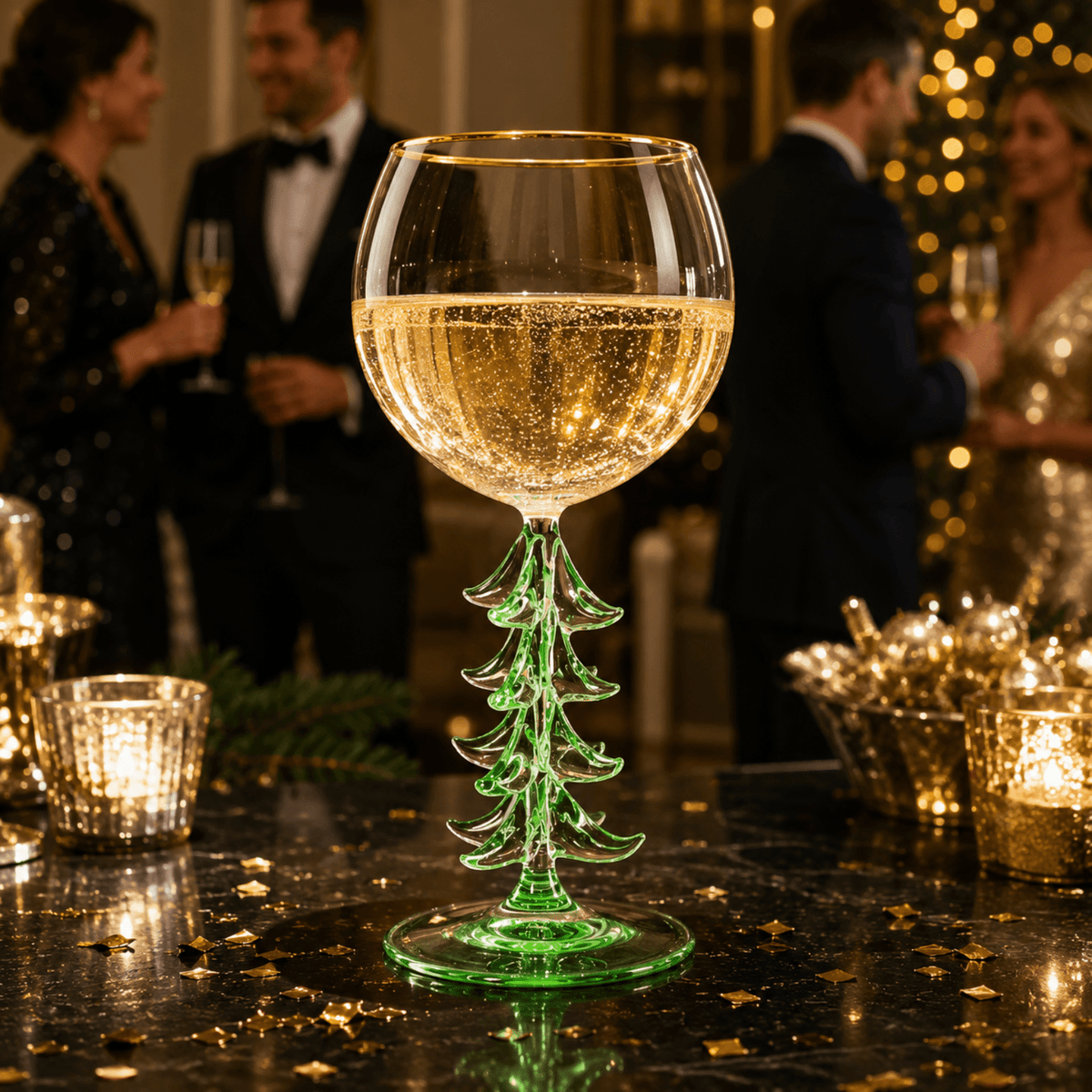 
                  
                    Christmas Tree Stemmed Wine Glass, Green, 12 oz - Curated Home Decor
                  
                