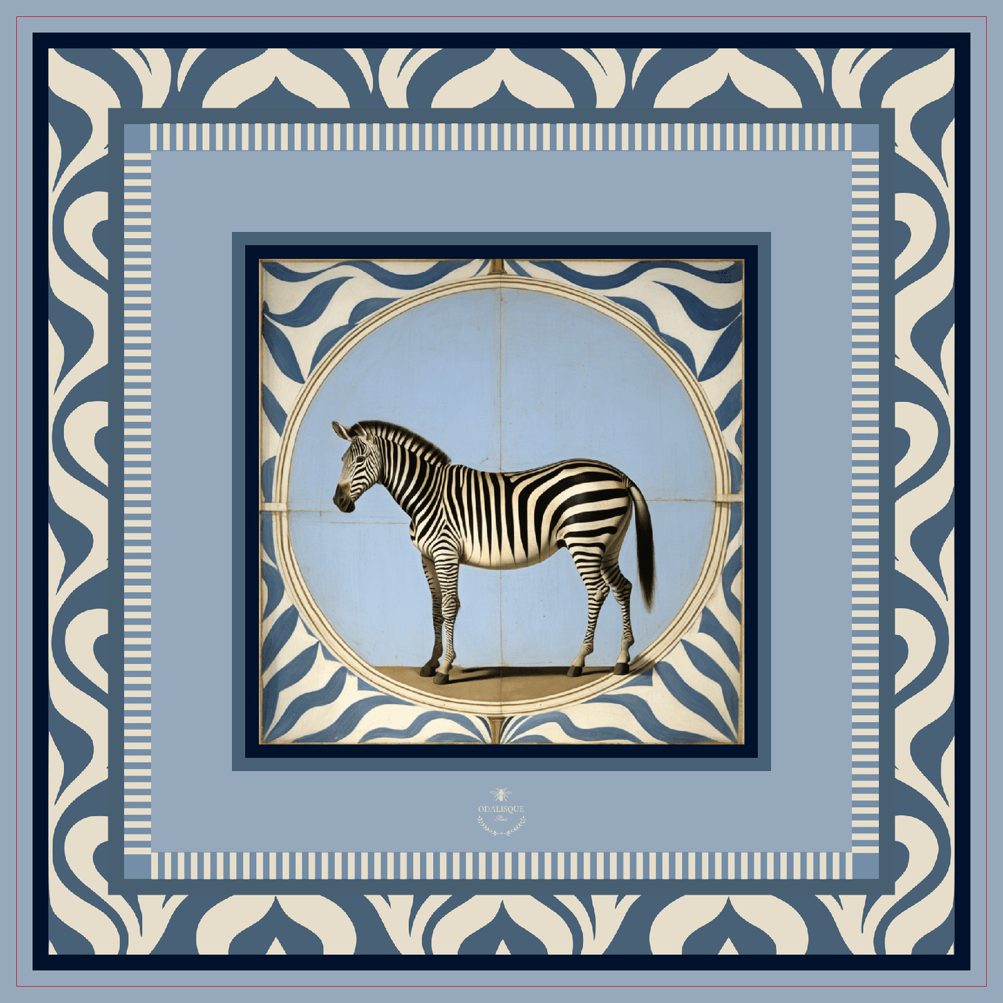 
                  
                    Blue silk twill scarf "the Zebra" - Curated Home Decor
                  
                