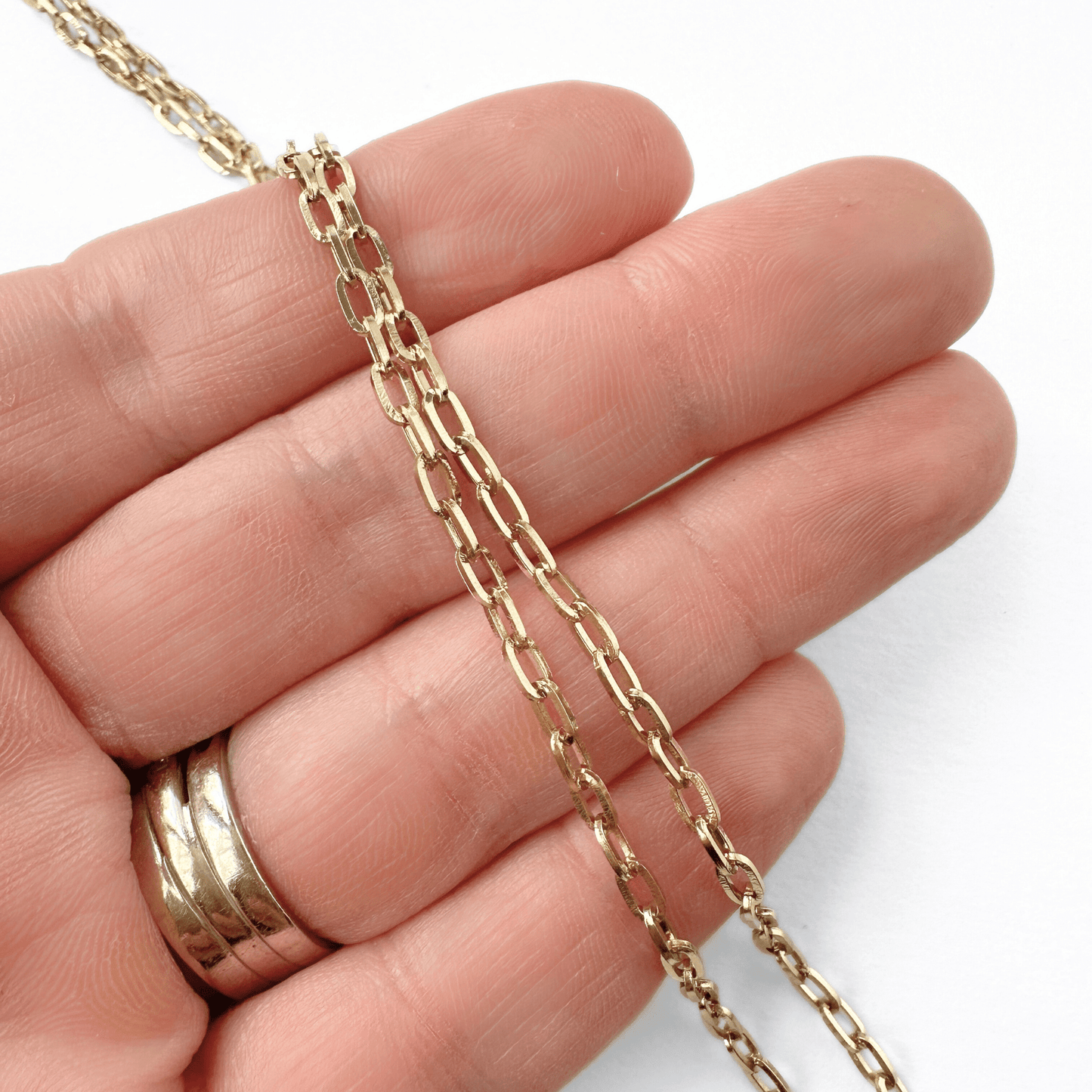 Thin gold plated 18-inch cable chain with spring ring clasp for vintage charms