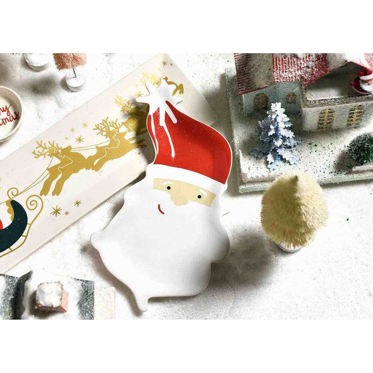 
                  
                    Vintage Santa Platter festive holiday serving dish shaped like Santa Claus with red hat and white beard
                  
                