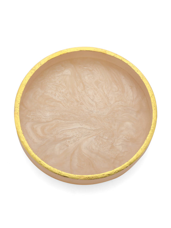 Ivory Resin Round Serving  Tray
