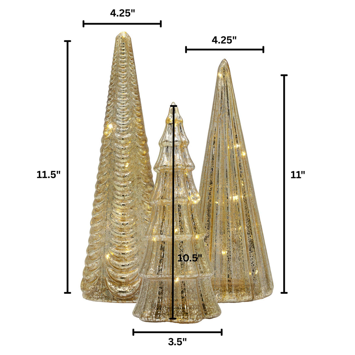 
                  
                    Battery-Operated Gold Mercury Trees, Set of 3 - Curated Home Decor
                  
                