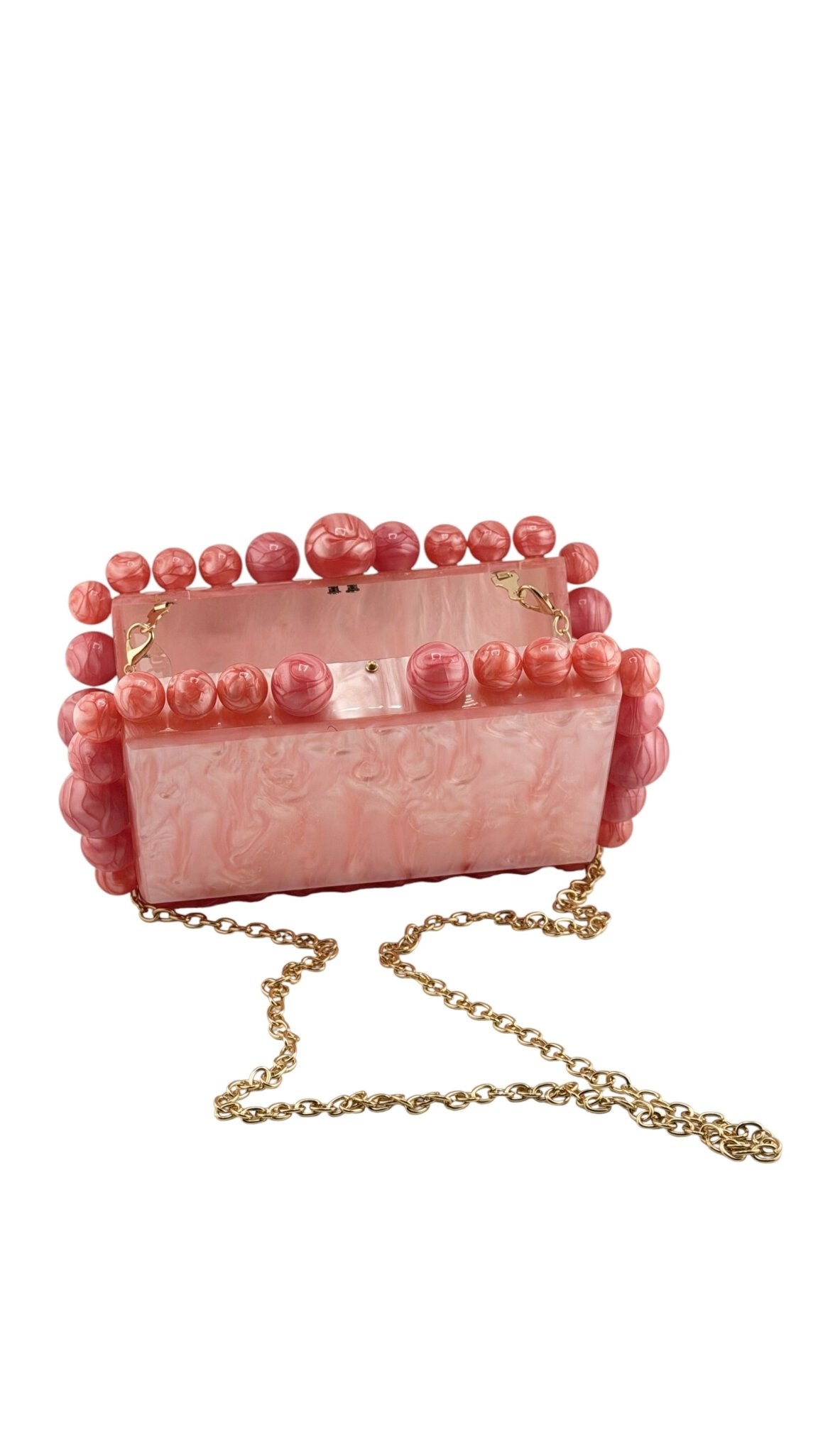 
                  
                    Beaded Acrylic Box Clutch with Pearl Trim & Gold Chain - Curated Home Decor
                  
                
