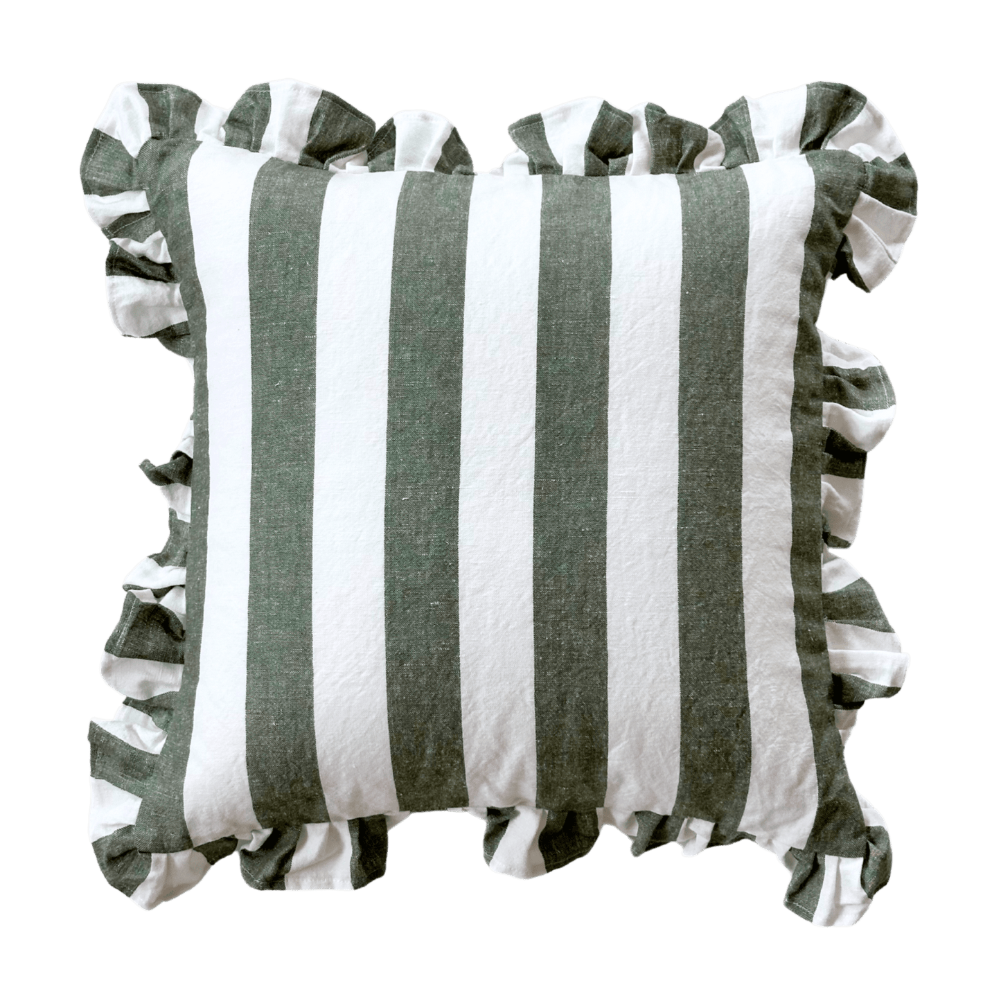 
                  
                    Green Ruffled Cabana Stripe Pillow Cover - Curated Home Decor
                  
                