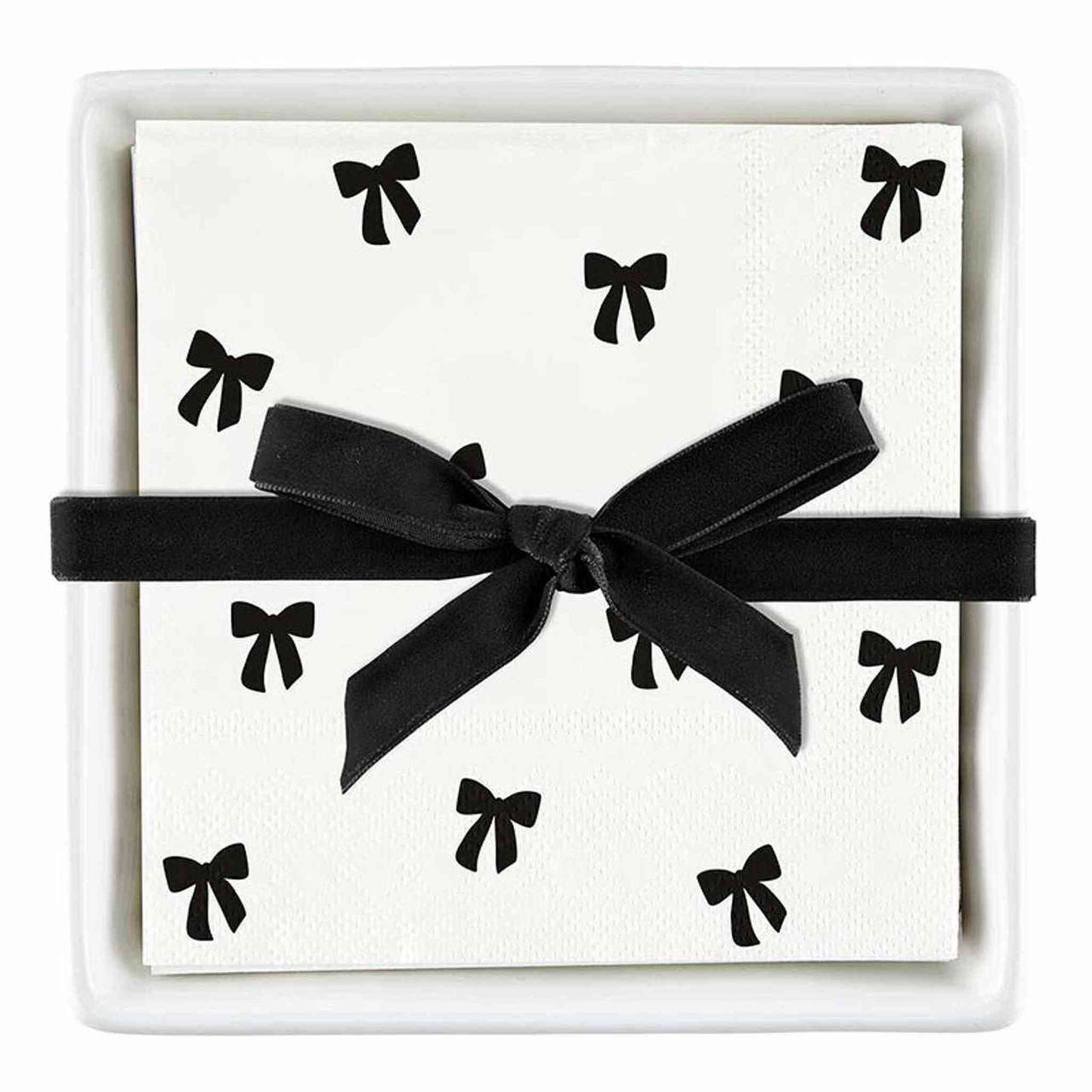 
                  
                    Holiday Bow Gift Set Ceramic Napkin Tray + Napkins - Curated Home Decor
                  
                