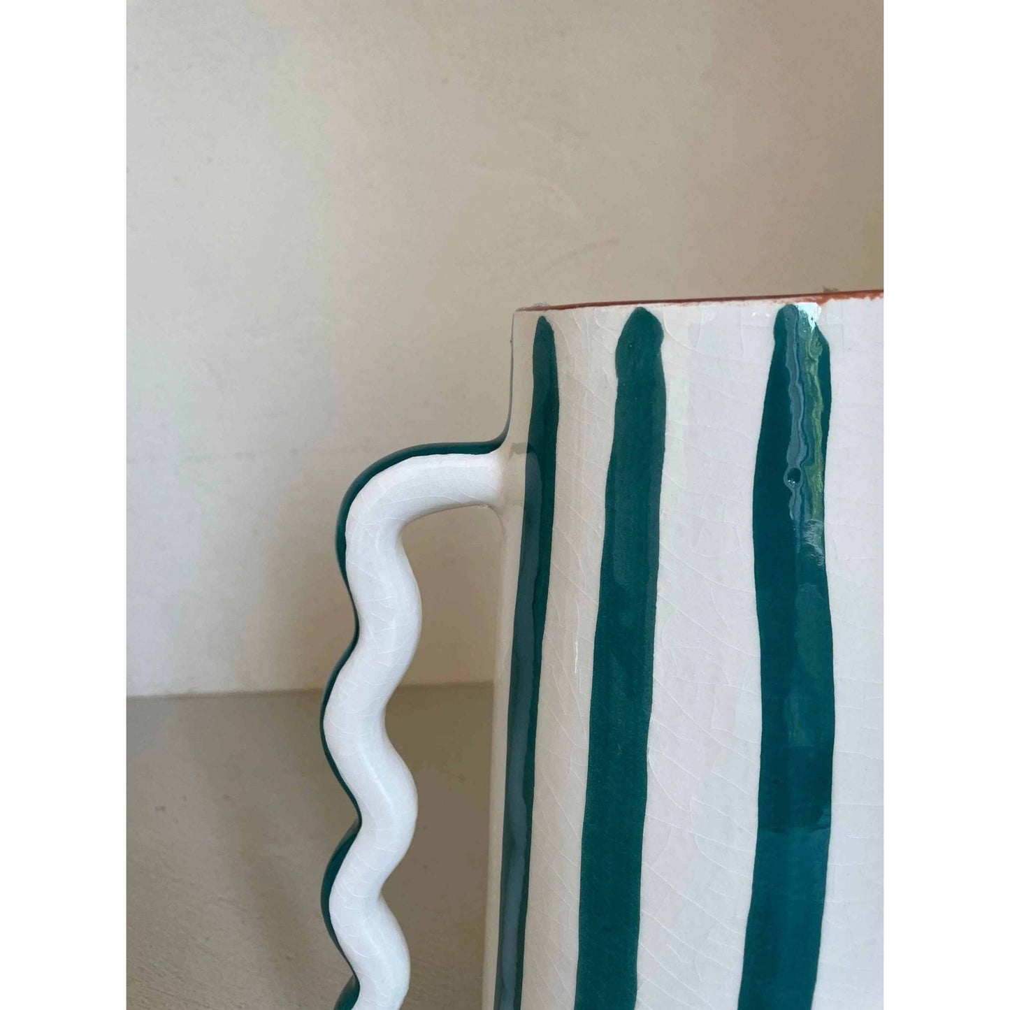 
                  
                    Fir Green and White Striped Abstract Ceramic Vase - Curated Home Decor
                  
                
