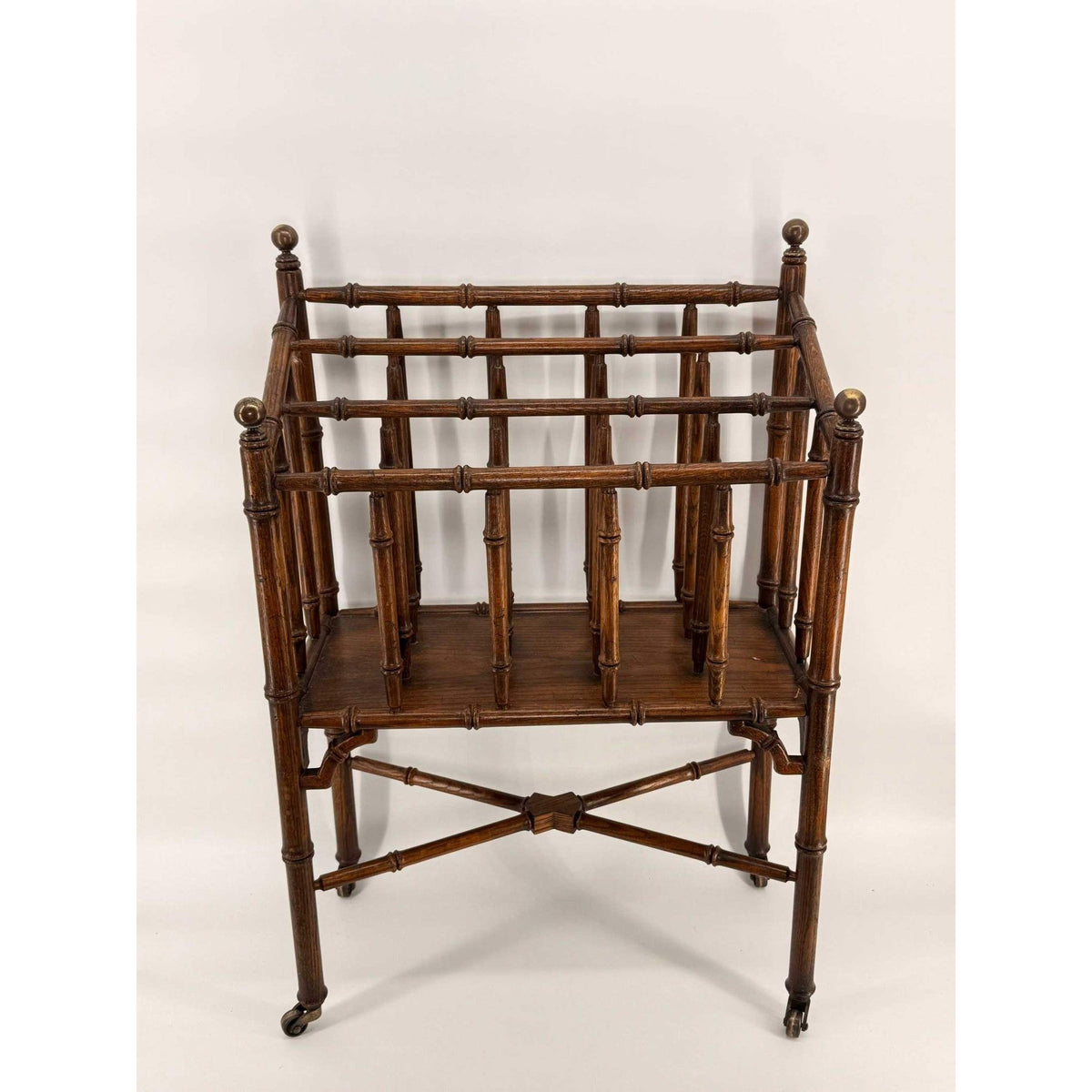 
                  
                    Vintage Rolling Faux Bamboo Wooden Magazine Rack - Curated Home Decor
                  
                