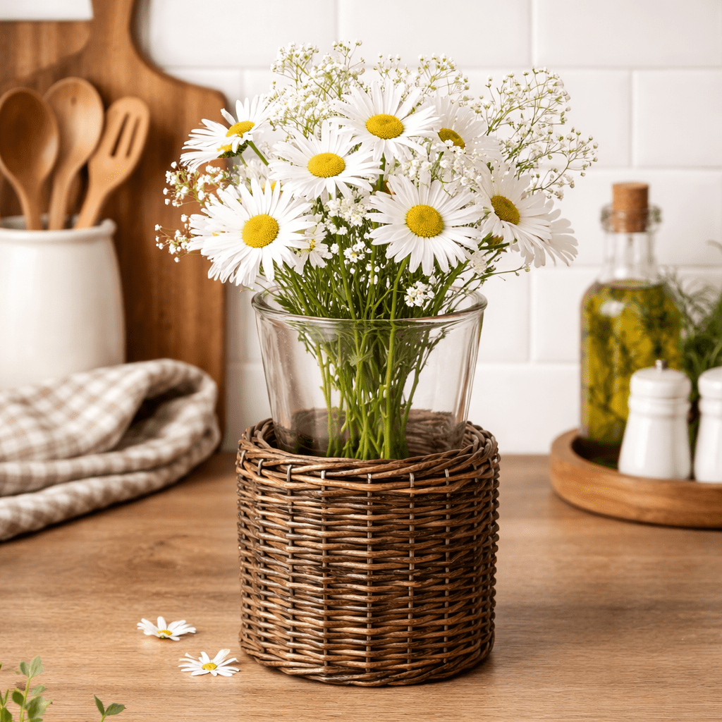 
                  
                    Woven Willow Glass Hurricane Holder - Curated Home Decor
                  
                