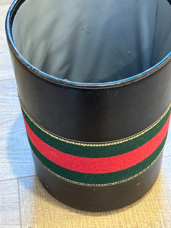 Vintage Gucci Black Leather Waste Basket 1970s Italy