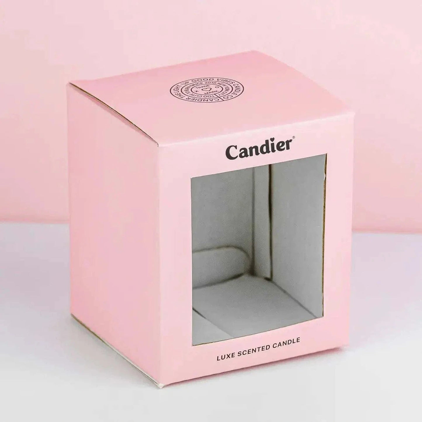 Lowkey Obsessed Candle pink gift box with window for 9oz jar candle luxury scented gift