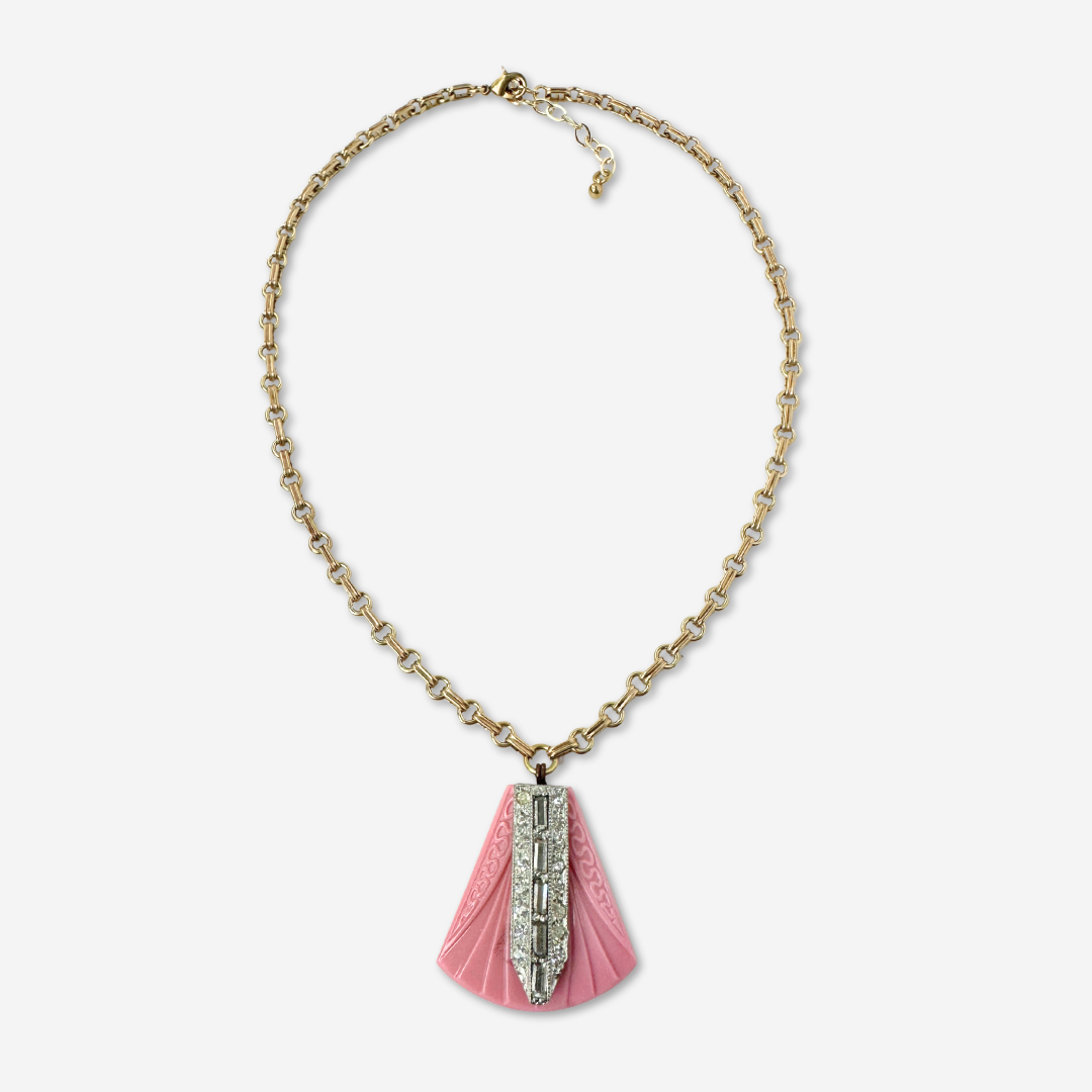 Refashioned Vintage Czech Glass and Rhinestone Pendant Necklace - Curated Home Decor