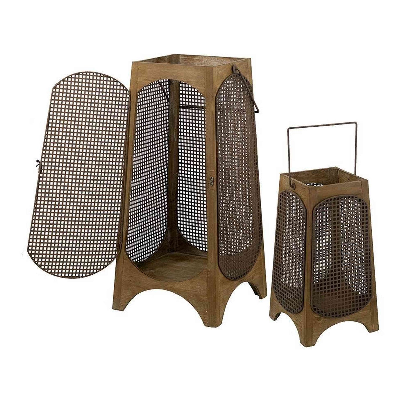 
                  
                    S/2 Weathered Brown Lanterns with Arched Legs 29.5"/17.5" - Curated Home Decor
                  
                