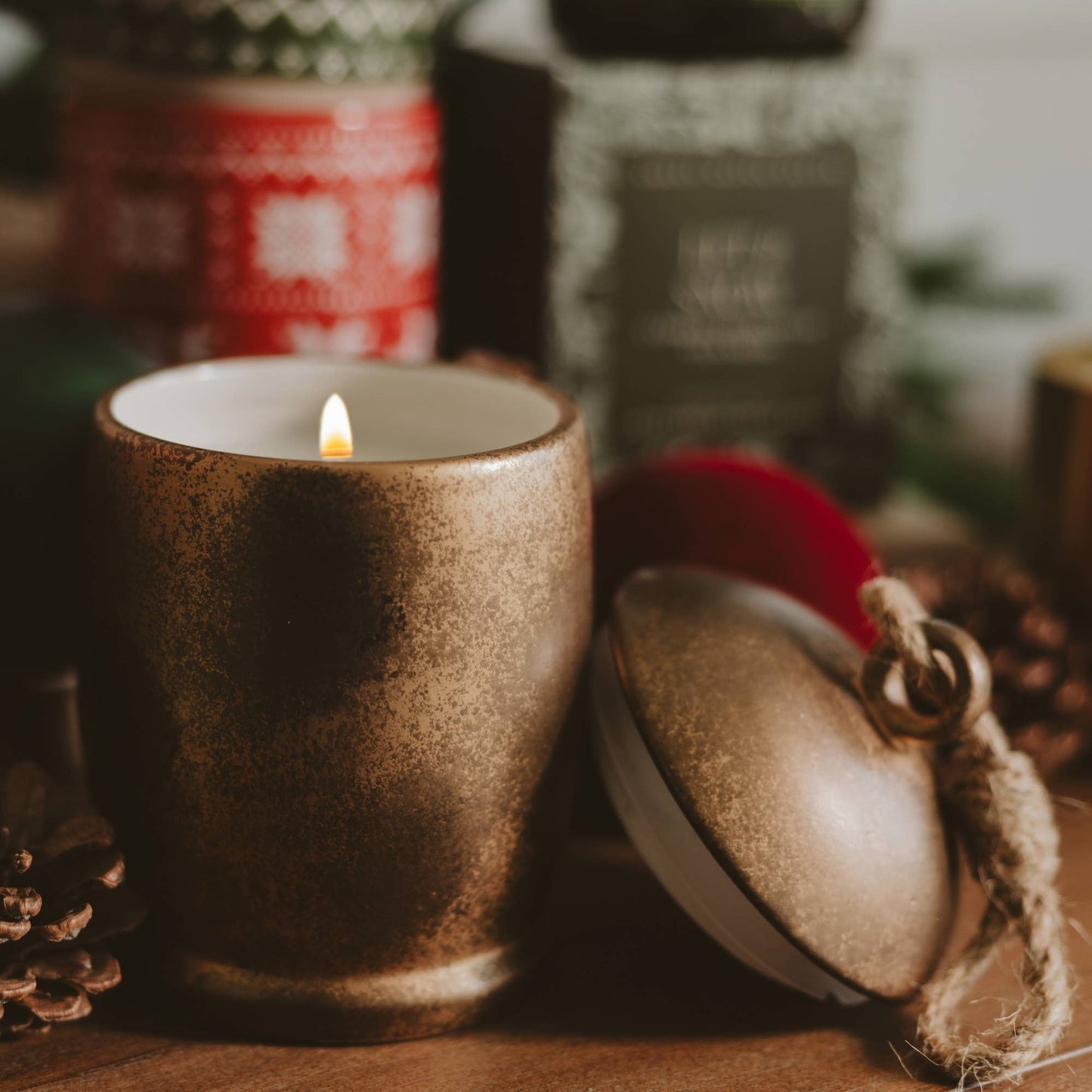 
                  
                    Holiday Soy Candle – 13.5 oz Antique Gold Bell Jar - Curated Home Decor
                  
                