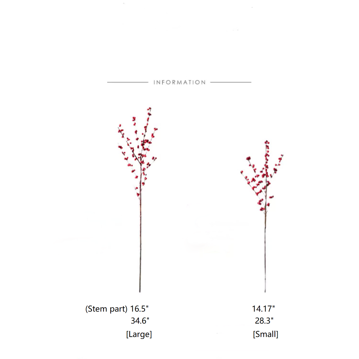 Faux red winterberry stem artificial plant with small 28.3-inch height and vibrant red berries.