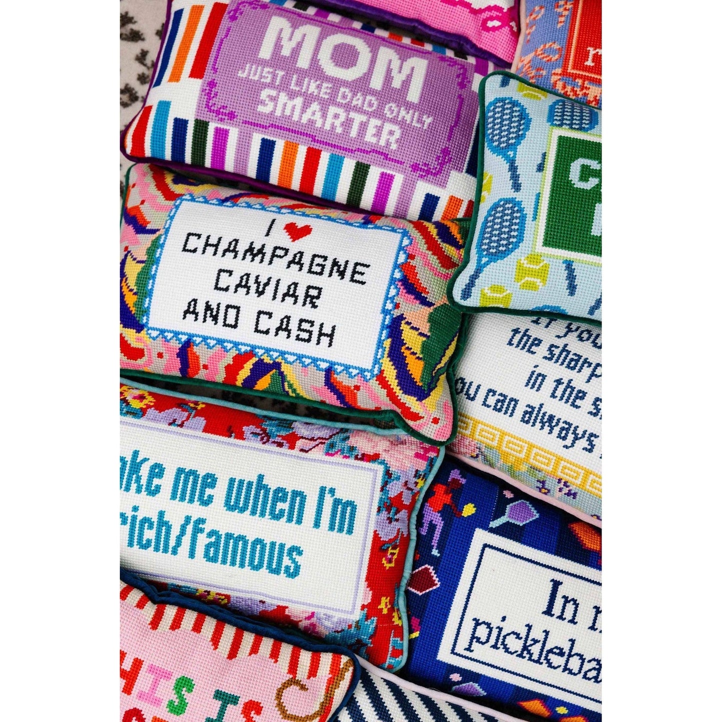 
                  
                    Mom Rules Needlepoint Pillow - Curated Home Decor
                  
                