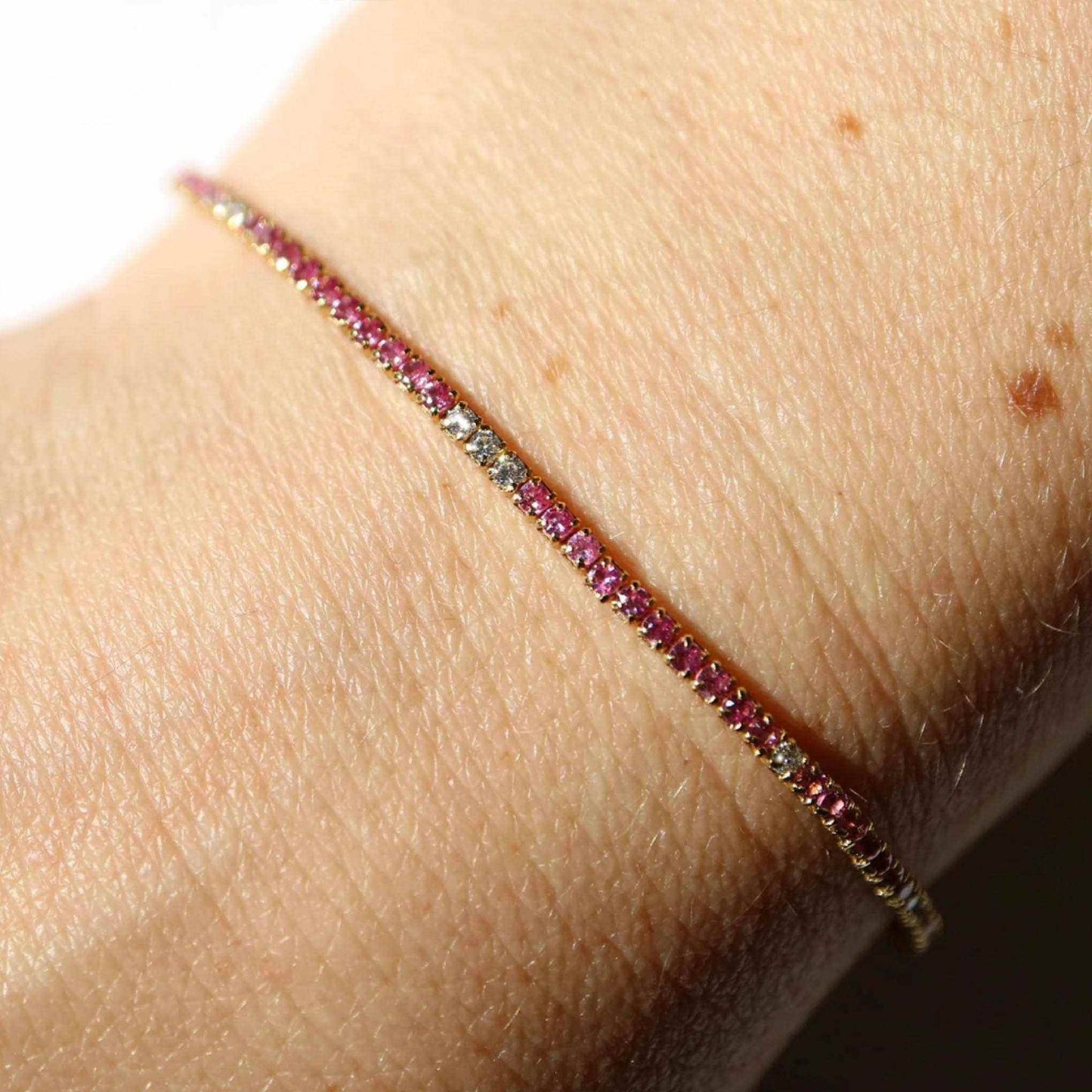 Mini Dazzle Pink Topaz and Diamond Tennis Bracelet - Curated Home Decor