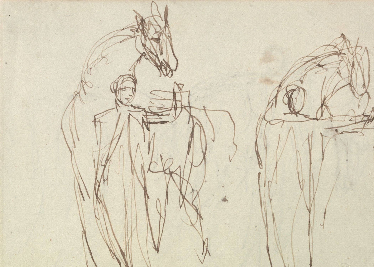 
                  
                    Horse & Man Sketch Antique Print: 5x7 - Curated Home Decor
                  
                