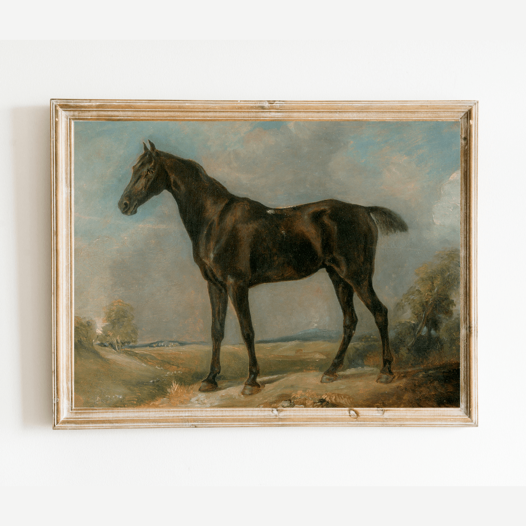 
                  
                    Black Riding Horse Antique Art Print - Curated Home Decor
                  
                