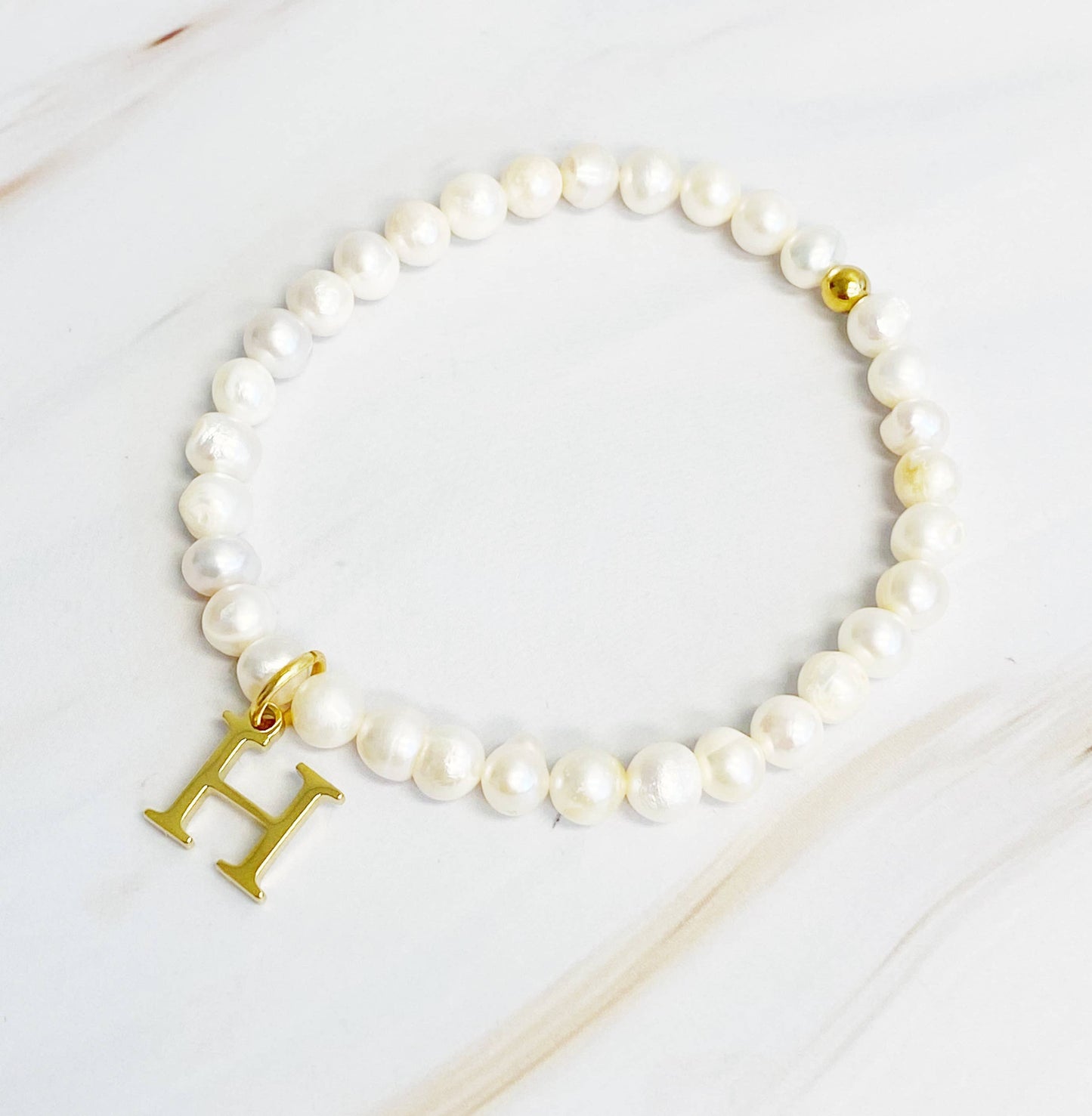 Freshwater Pearl Initial Charm Bracelet - Curated Home Decor