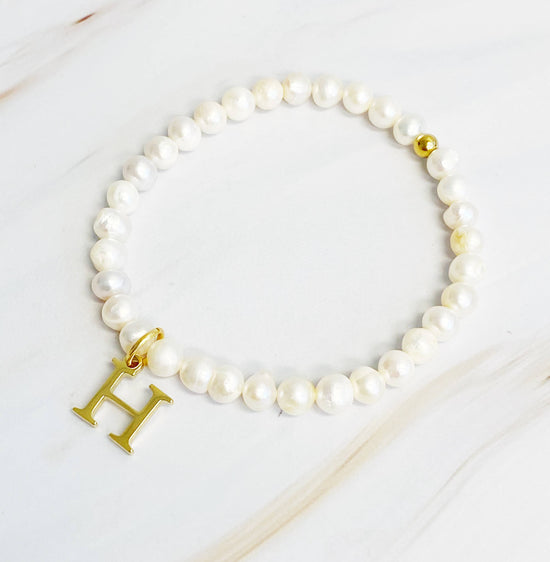 Freshwater Pearl Initial Charm Bracelet - Curated Home Decor