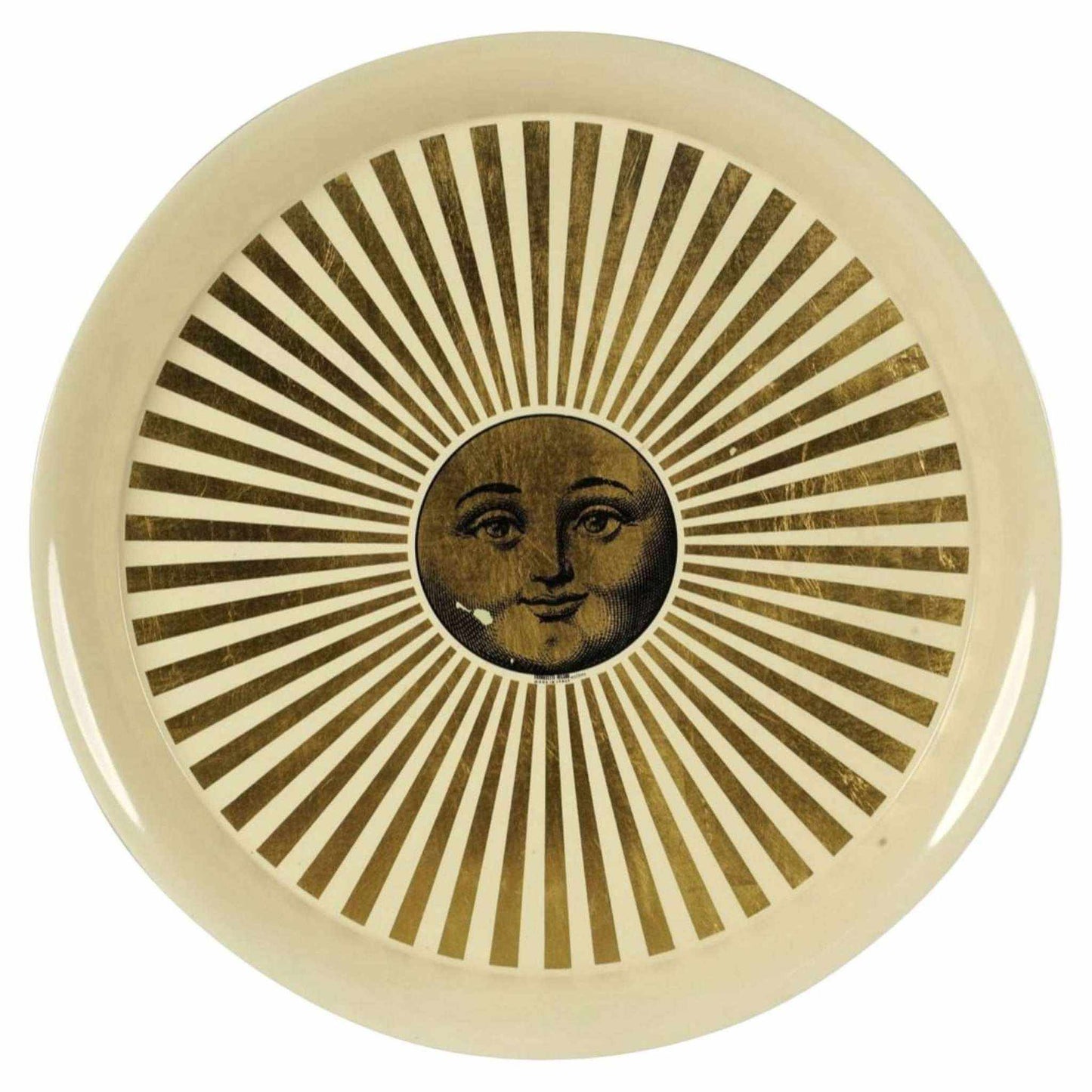 Fornasetti Tray Sole Raggiante 2015 signed decorative sun motif lacquered metal with original box