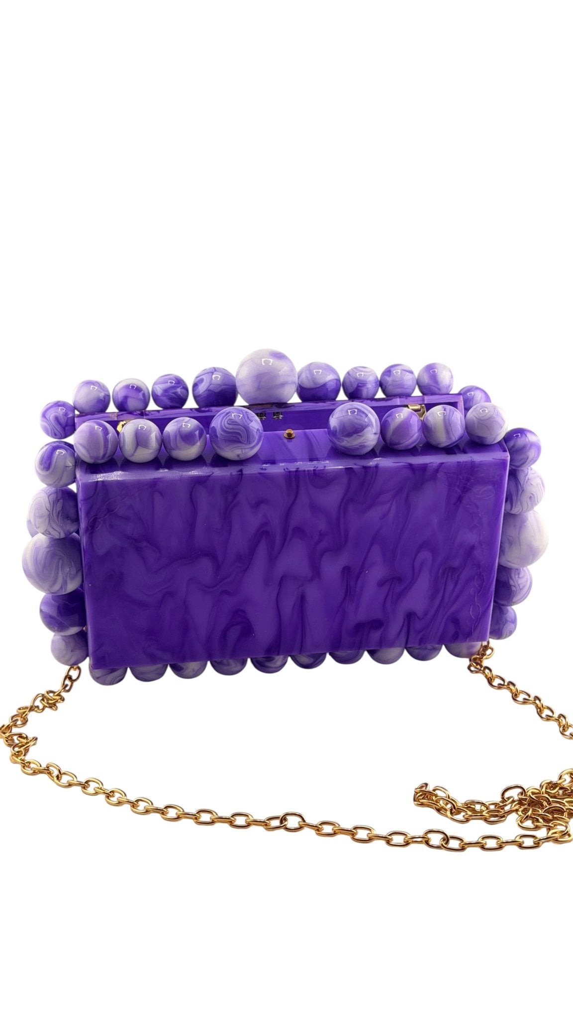 
                  
                    Beaded Acrylic Box Clutch with Pearl Trim & Gold Chain - Curated Home Decor
                  
                