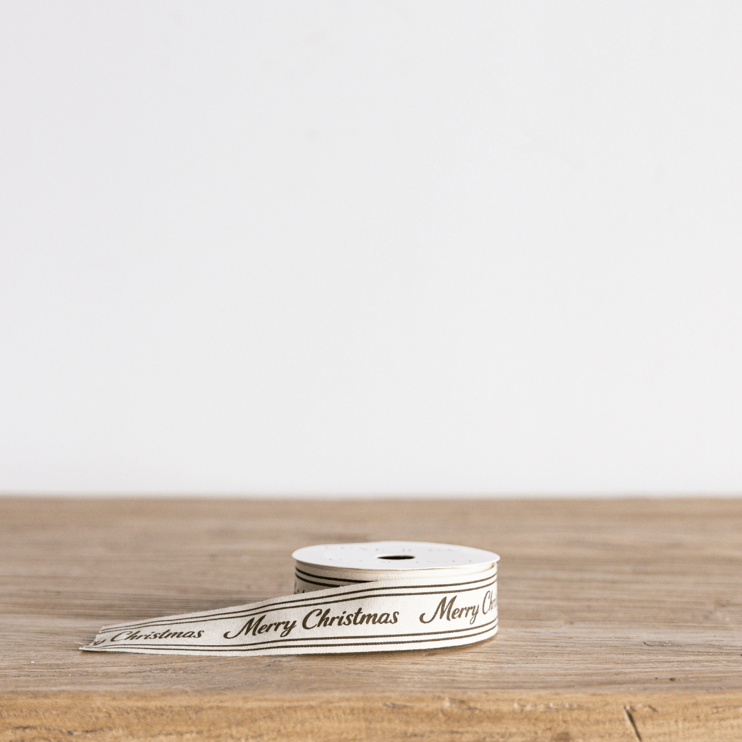 
                  
                    Olive Cursive Merry Christmas Ribbon, 2" (Pre-Order: Ships Late September) - Curated Home Decor
                  
                