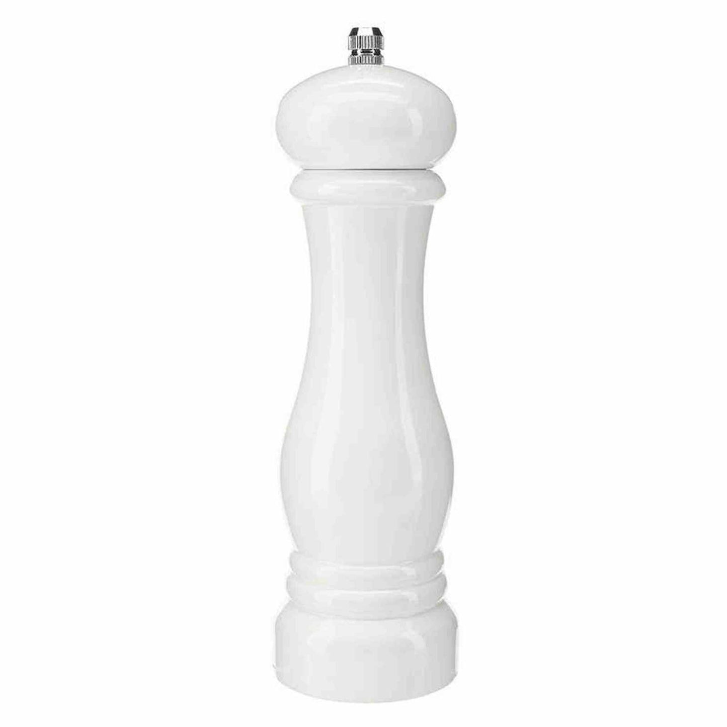 White lacquer wood pepper mill with matte finish and ceramic grinder