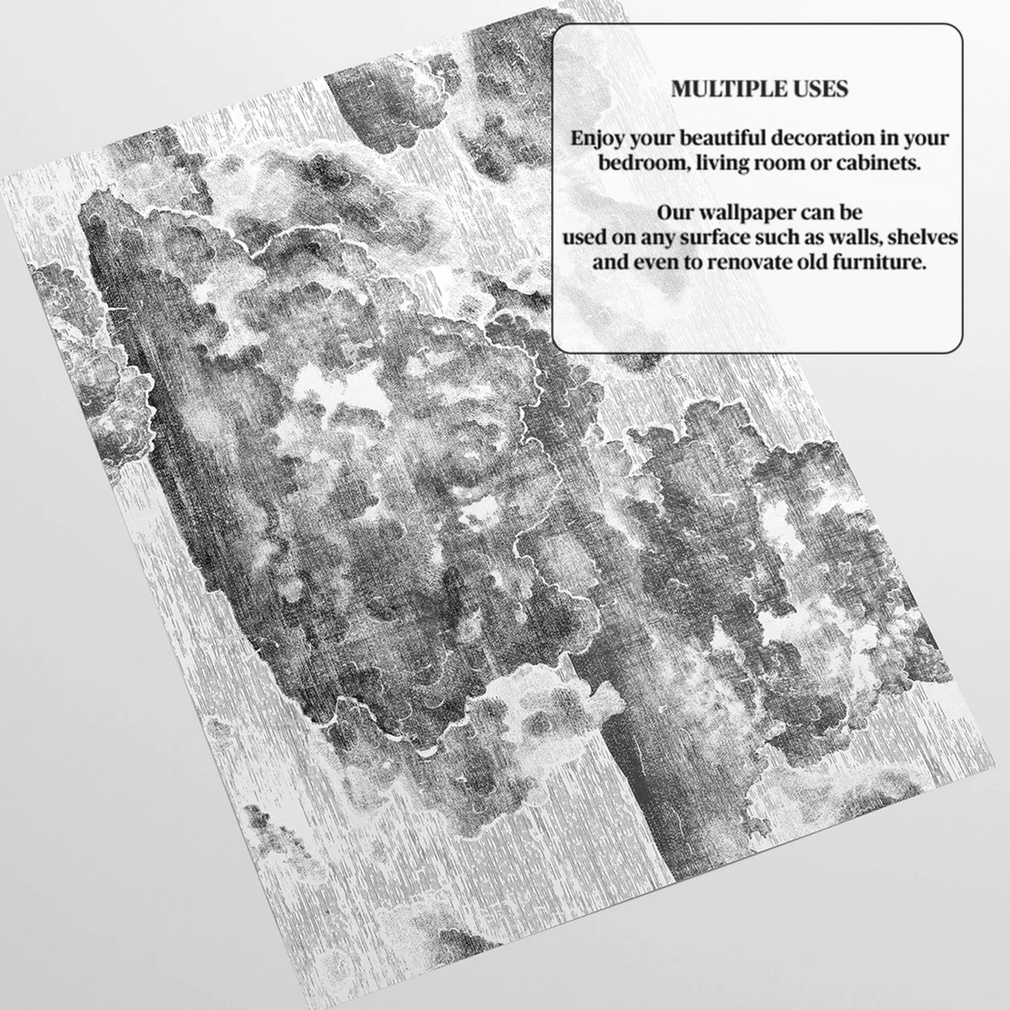 
                  
                    Vintage Style Clouds Wallpaper, Etching Cloudy Illustration - Curated Home Decor
                  
                