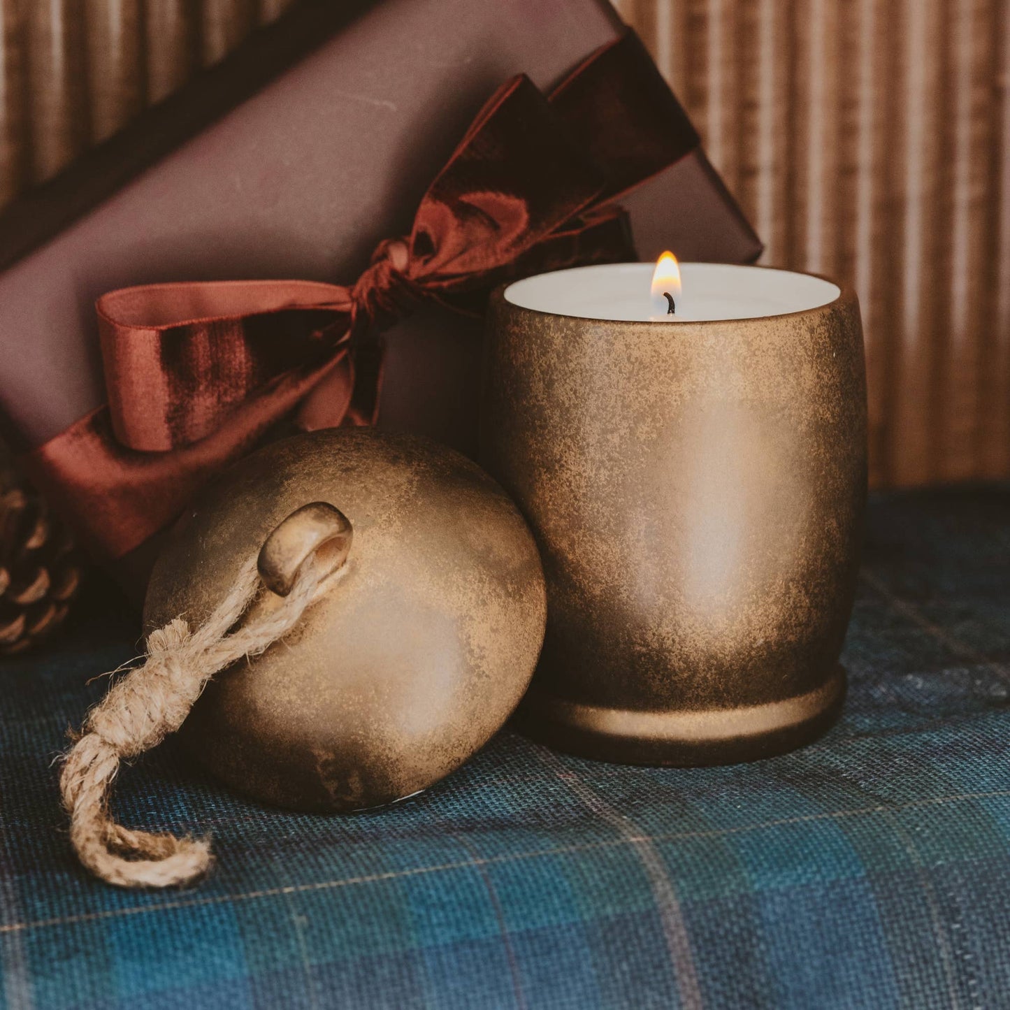 
                  
                    Holiday Soy Candle – 13.5 oz Antique Gold Bell Jar - Curated Home Decor
                  
                