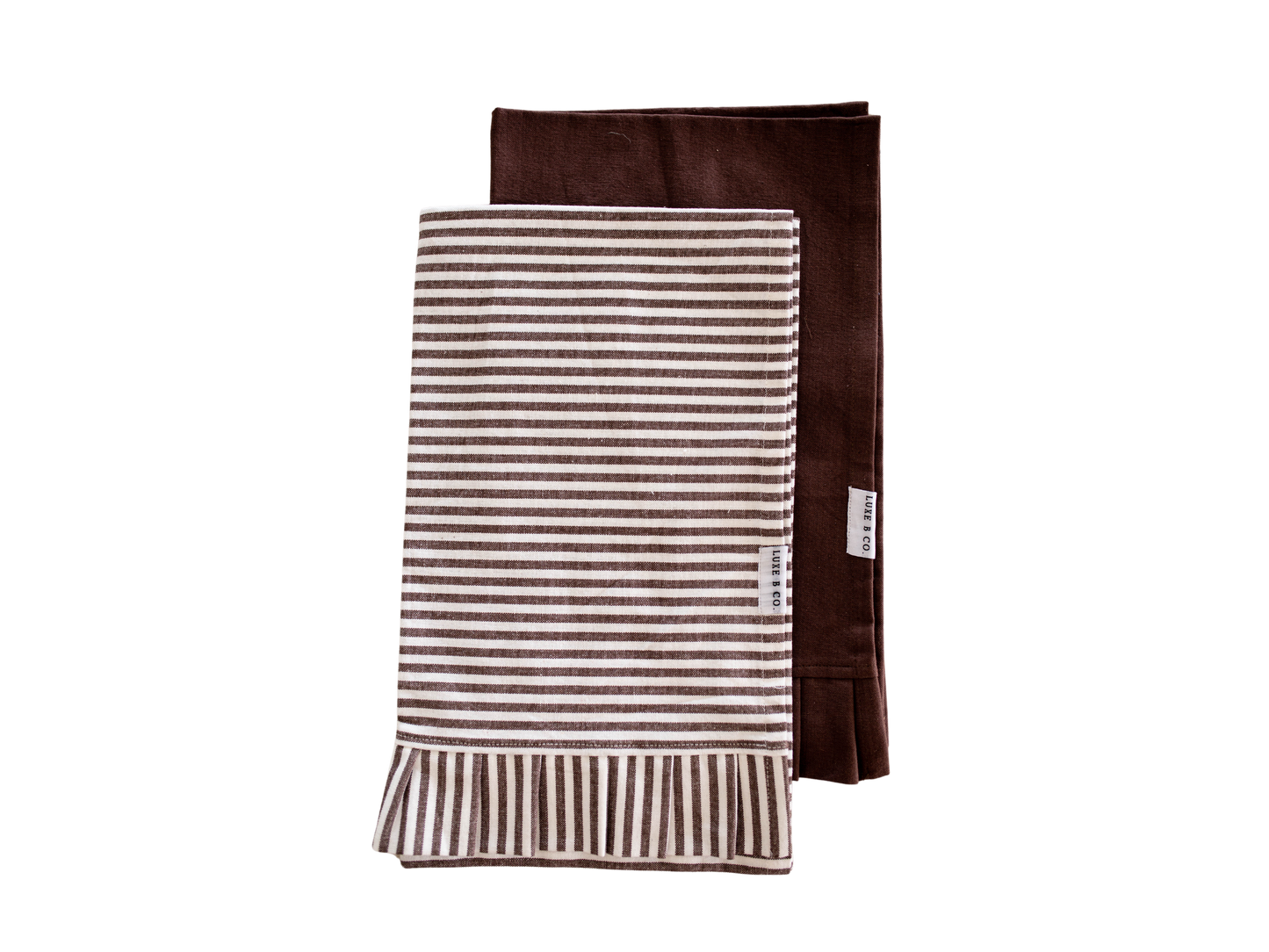 Brown & White Stripes Ruffle Kitchen Dish Towel - Curated Home Decor