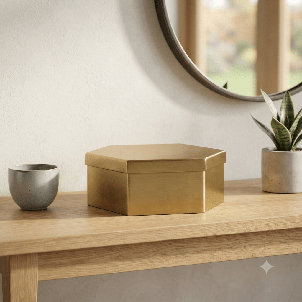 Gold Hexagon Iron Storage Box | Modern Decorative Organizer - Curated Home Decor