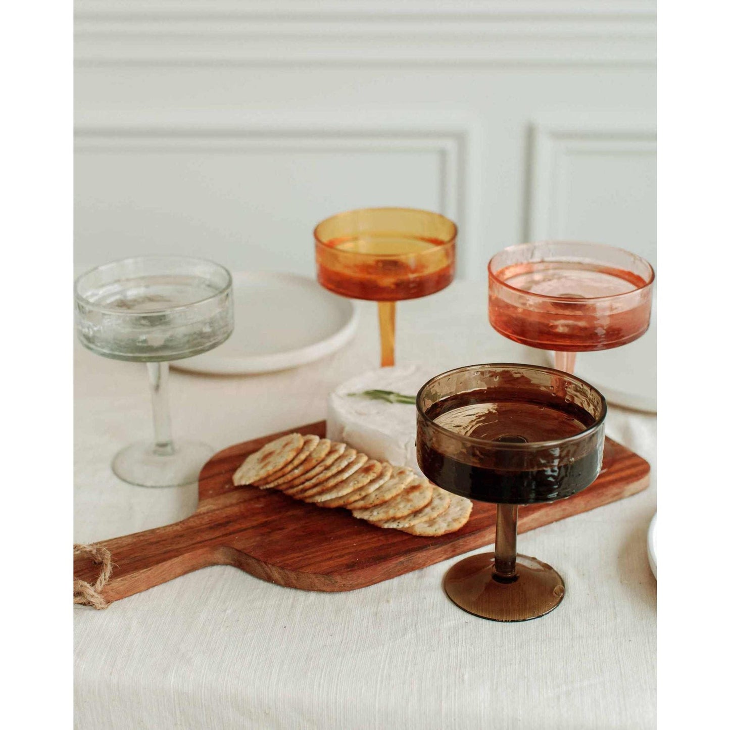 
                  
                    Smoke Grey Handblown Hammered Coupe Mixed Beverage Glass (Sold individually) - Curated Home Decor
                  
                