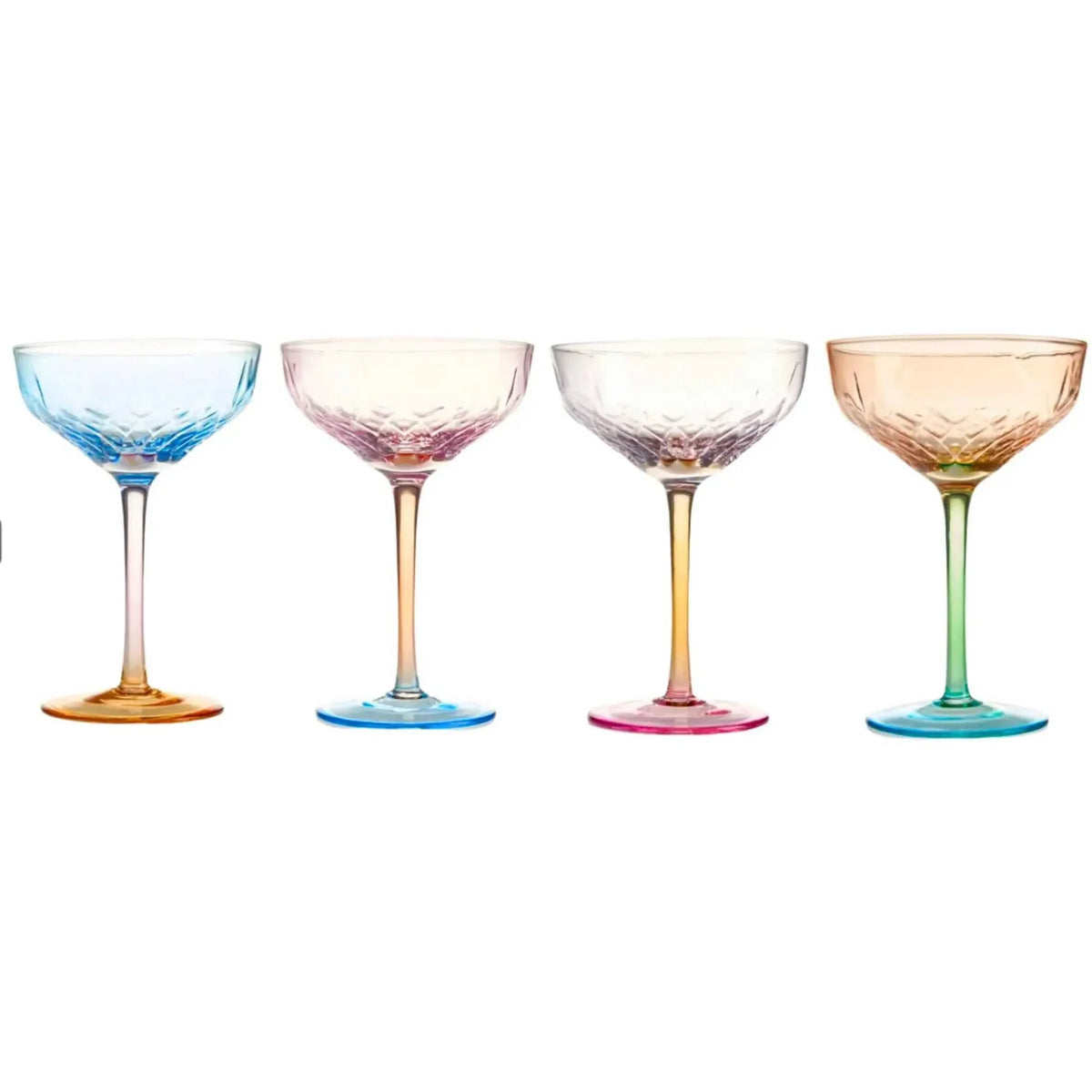 Vintage Set of Four Colorful Coupes - Curated Home Decor